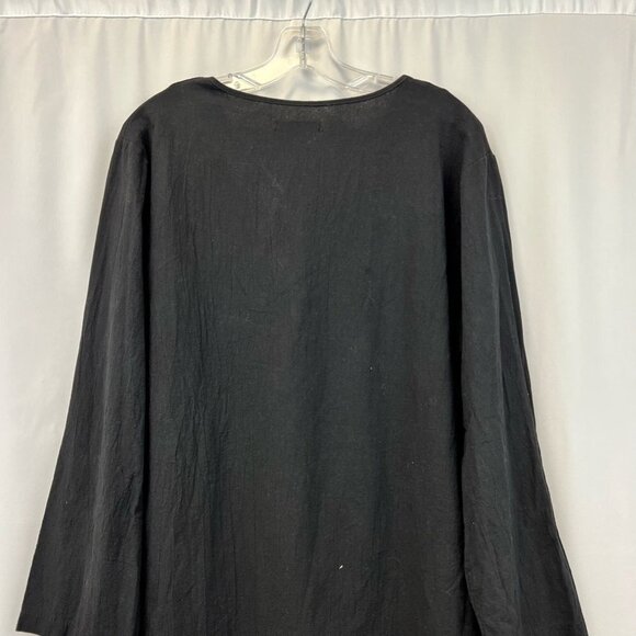 Misslook Womens Shift Dress Solid Black V Neck Long Sleeve Rounded Hemline L - Picture 7 of 11